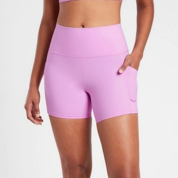 Athleta Shorts Athleta Pink Opaque Lilac Stash Pocket Ii Highrise 5